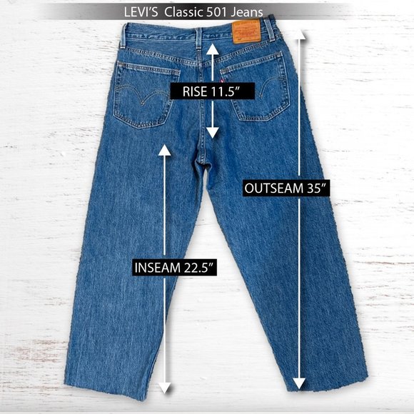 Levis Premium 501 High Rise Cropped Jeans Frayed Hem Med Wash Size 28 Cap E Logo - Picture 4 of 12